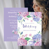Invitation Pastel Hydrangeas Mariage violet