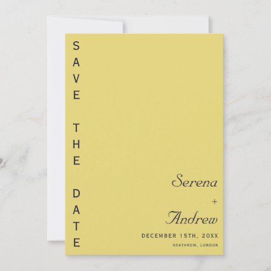 Invitation Pastel Jaune Minimal Plain Mariage moderne (Devant)