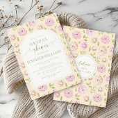 Invitation Pastel Jaune Rose Floral Boho Arch Fête des mariée
