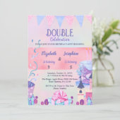 Invitation Pastel Joint Girls Double Birthday Celebration (Debout devant)