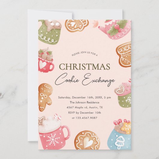 Invitation Pastel Jouer Noël Cookie Exchange Party (Devant)