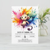 Invitation Pastel Joyful Monkey Anniversaire (Debout devant)