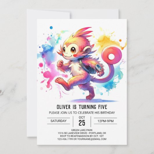Invitation Pastel Joyful Monkey Anniversaire (Devant)