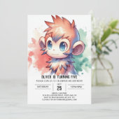 Invitation Pastel Joyful Monkey Anniversaire (Debout devant)