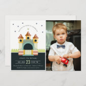Invitation Pastel Jumping Castle Jump Photo Anniversaire de e (Devant / Derrière)
