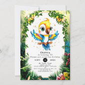Invitation Pastel Jungle Parrot Anniversaire (Devant)
