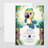 Invitation Pastel Kids Parrot Anniversaire (Devant / Derrière)