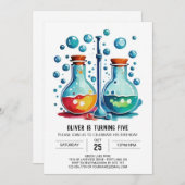 Invitation Pastel Laboratoire Potion Scientifique Anniversair (Devant / Derrière)