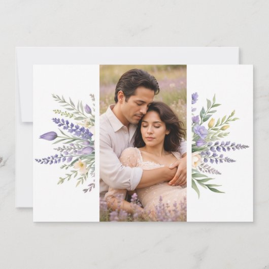 Invitation Pastel Lavender Flowers & Greenery Elegant Spring  (Dos)