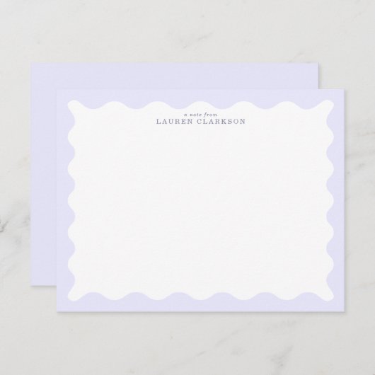 Invitation Pastel Lavender Wavy Frame Note Card (Devant / Derrière)