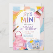 Invitation Pastel Let's Paint Girl Birthday Party (Devant)