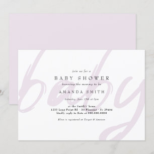 Invitation Pastel Lila minimal Baby shower neutre pour les fe