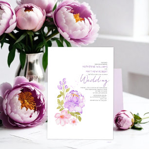Invitation Pastel Lilac Mariage Floral Rose clair Boho