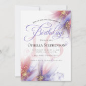 Invitation Pastel Lilac Rose Floral Abstrait Anniversaire (Devant)