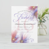 Invitation Pastel Lilac Rose Floral Abstrait Anniversaire (Debout devant)