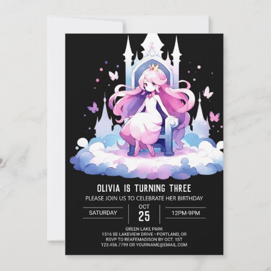 Invitation Pastel Little Princess Anniversaire (Devant)