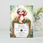 Invitation Pastel Little Sloth Anniversaire (Debout devant)