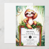 Invitation Pastel Little Sloth Anniversaire (Devant / Derrière)