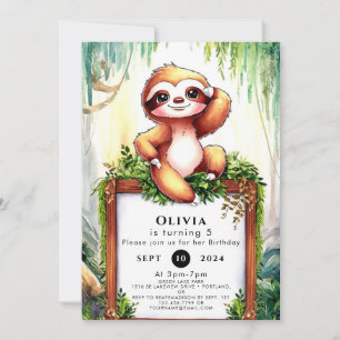 Invitation Pastel Little Sloth Anniversaire