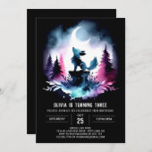Invitation Pastel Loup Magique Anniversaire (Devant / Derrière)