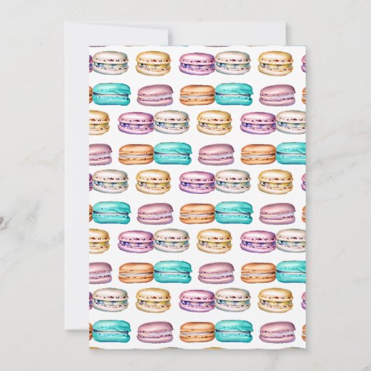 Invitation Pastel Macaron Fête d'anniversaire à thème (Dos)