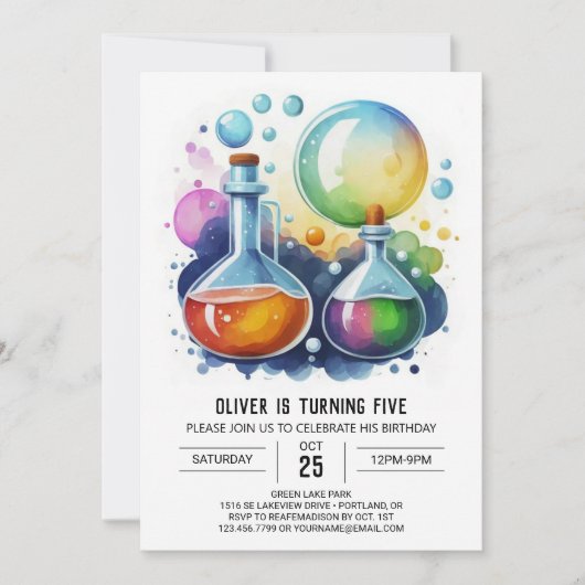 Invitation Pastel Mad Scientist Potion Anniversaire (Devant)