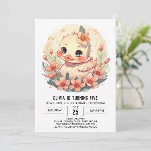 Invitation Pastel Magic Canard Anniversaire (Debout devant)