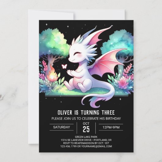 Invitation Pastel Magic Dragon Anniversaire (Devant)