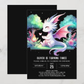 Invitation Pastel Magic Dragon Anniversaire (Devant / Derrière)