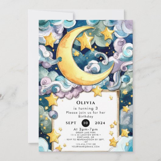 Invitation Pastel Magic Moon Anniversaire (Devant)