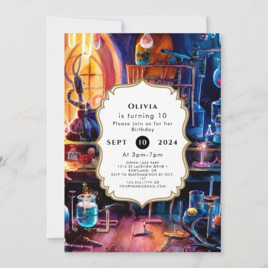 Invitation Pastel Magic Scientist Enfants Anniversaire (Devant)