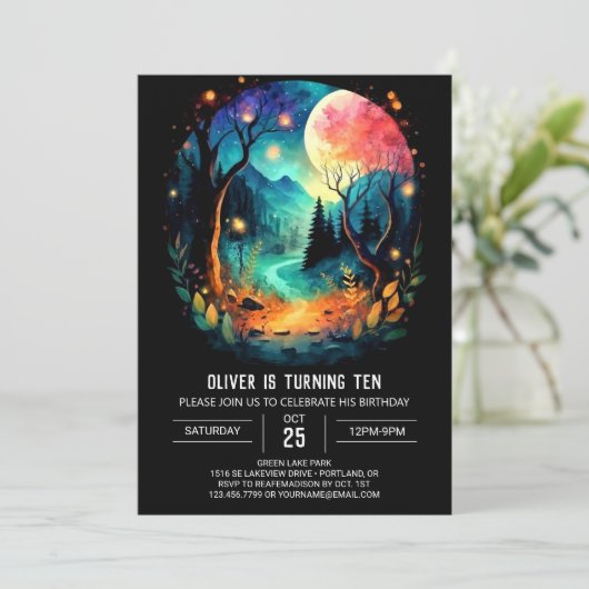 Invitation Pastel Magic Timber Birthday (Debout devant)