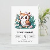 Invitation Pastel Magical Digital Owl Anniversaire (Debout devant)