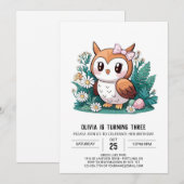 Invitation Pastel Magical Digital Owl Anniversaire (Devant / Derrière)