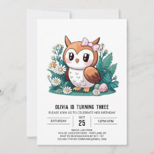 Invitation Pastel Magical Digital Owl Anniversaire