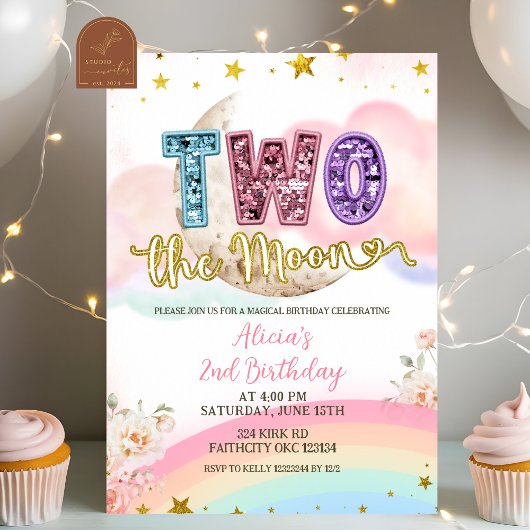 Invitation Pastel Magical Two The Moon Birthday
