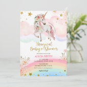 Invitation Pastel Magical Unicorn Baby Shower (Debout devant)