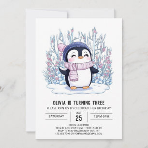 Invitation Pastel Magique Penguin Digital Anniversaire