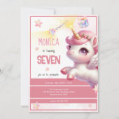 Invitation Pastel magique Whimsical unicorn anniversaire de e (Devant)