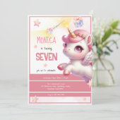 Invitation Pastel magique Whimsical unicorn anniversaire de e (Debout devant)
