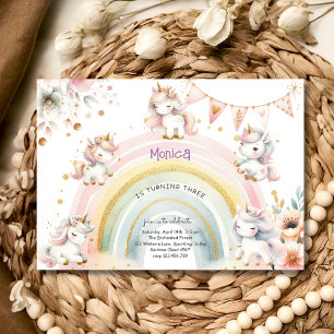 Invitation Pastel magique Whimsical unicorn anniversaire de e