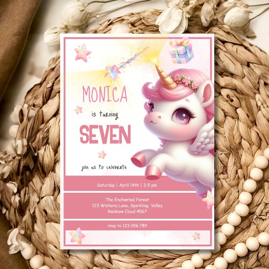 Invitation Pastel magique Whimsical unicorn anniversaire de e