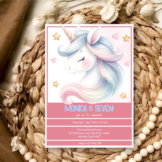 Invitation Pastel magique Whimsical unicorn anniversaire de e