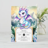 Invitation Pastel Majestic Cute Dragon Anniversaire (Debout devant)
