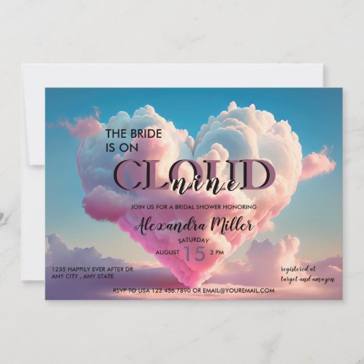 Invitation Pastel Mariage Sur un Nuage (Devant)