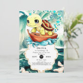 Invitation Pastel Marine Turtle Anniversaire (Debout devant)