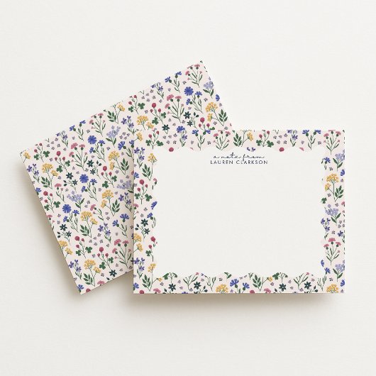 Invitation Pastel Meadow Floral Wavy Frame Note Card