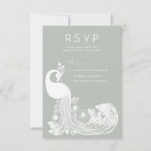 Invitation Pastel menthe blanc paon royal élégant RSVP (Devant)