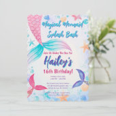 Invitation Pastel Mermaid Tails Aquarelle Anniversaire (Debout devant)