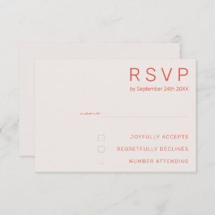Invitation Pastel Minimal Blanc et Rouge Mariage moderne RSV